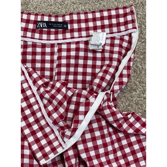 Pink Gingham Plaid Annex Pleated Shorts Size S Elastic - Picture 3 of 6